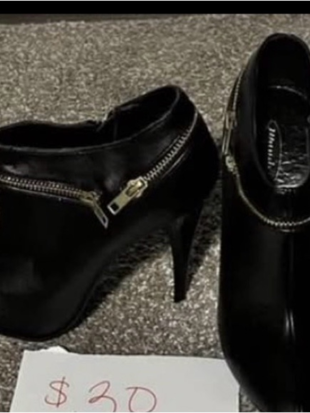 Black Women's High-Heel Ankle Boots with Zip Detail
